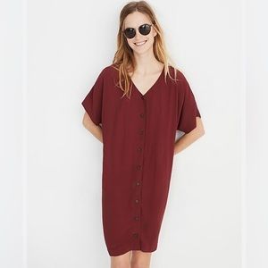 Madewell Button Front Easy Dress in Rich Burgundy